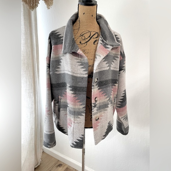 BLUE B Aztec western print jacket southwestern coat - Picture 1 of 5